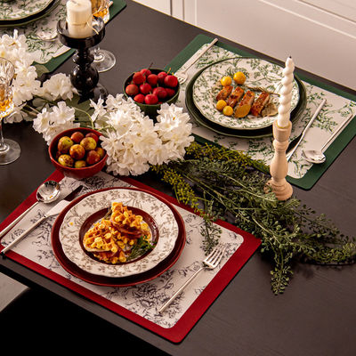 Couple Ceramic Dinnerware Set Perfect Valentine'S Present With Plant Pattern