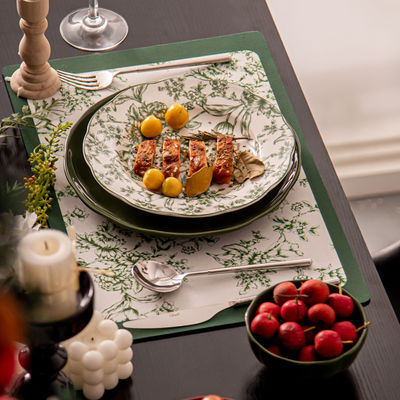 Couple Ceramic Dinnerware Set Perfect Valentine'S Present With Plant Pattern