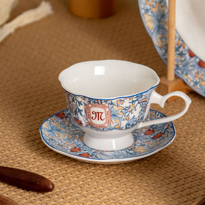 Chinese Year Ceramic Tea Gift Set Flower Porcelain Coffee Cup And Saucer Set With Gift Box