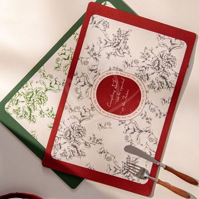 Sustainable Dinnerware Sets For 4 People Anti-Slip Placemat Included Floral Plant Green
