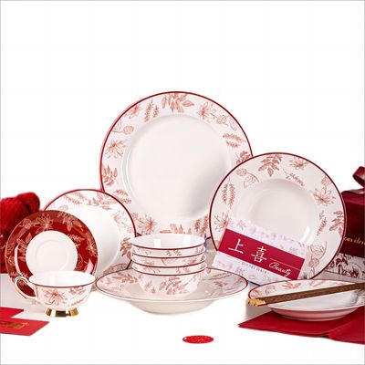 2 Person Decoration Ceramic Tableware Set With Under Glazed Technique