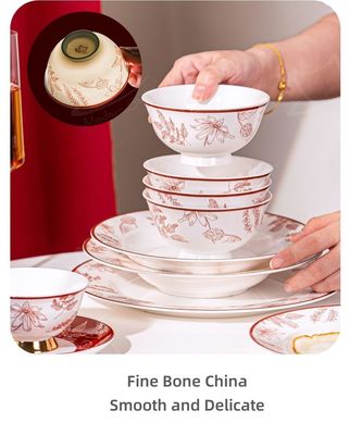 2 Person Decoration Ceramic Tableware Set With Under Glazed Technique