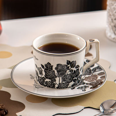 Porcelain Cup And Saucer Set Ceramic Tea Cup Set With Flower Design For Ramadan 2024