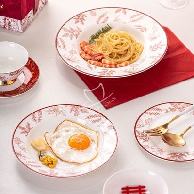 Custom Porcelain Christmas Plate Chinese Style Under Glazed Ceramic Ornaments