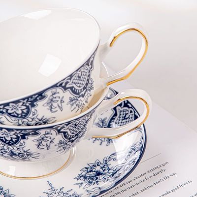 2024 Eid Al Fitr Luxury Flower Coffee Mug Porcelain Ramadan Cup And Saucer Plate Set