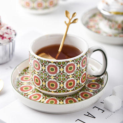 2024 Eid Al Fitr Luxury Flower Coffee Mug Porcelain Ramadan Cup And Saucer Plate Set