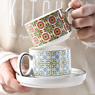 2024 Eid Al Fitr Luxury Flower Coffee Mug Porcelain Ramadan Cup And Saucer Plate Set