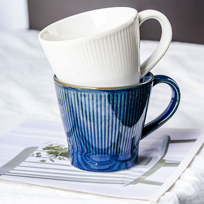 Classic Dad Mug Fathers Day Gift Ceramic Mug Nordic Porcelain Cup Dark Blue Mugs V-Shape Porcelain White