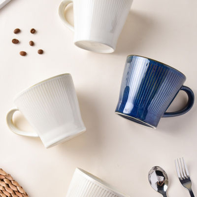 Classic Dad Mug Fathers Day Gift Ceramic Mug Nordic Porcelain Cup Dark Blue Mugs V-Shape Porcelain White