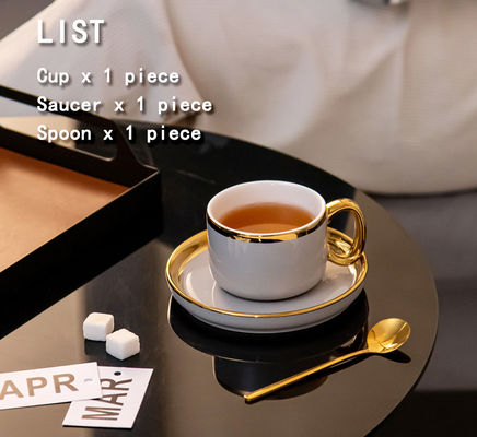 Ceramic Cappuccino Tea Cups Saucers Set With Spoon In Chaozhou Porcelain