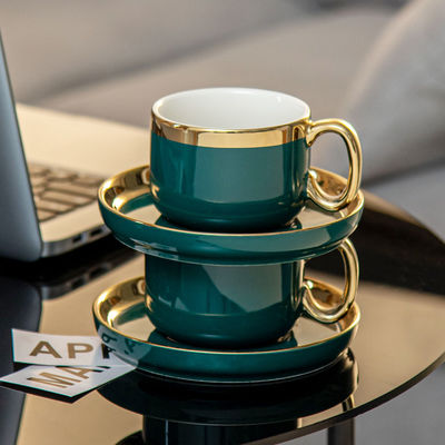 Ceramic Cappuccino Tea Cups Saucers Set With Spoon In Chaozhou Porcelain