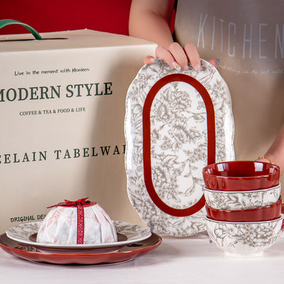 Mothers Day Porcelain Dinnerware Sets Under Glazed With Plant Pattern