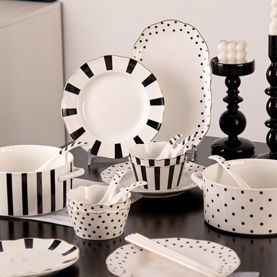 Modern 4 Porcelain Dinner Set Soup Plate Bowl Dish Cup Gift Sets For Moms Day