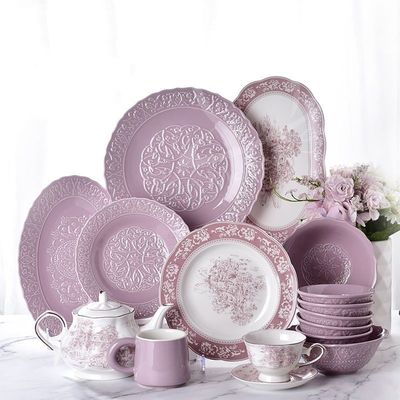 Customizable Vintage Purple Ceramic Design Espresso Mug Tea Cup Saucer Set Ceramic Coffee Mug