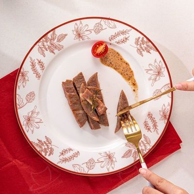 OEM And ODM  Red Glaze Christmas Dinnerware Set Ceramic Bowl Porcelain Plate For Presents Occasion