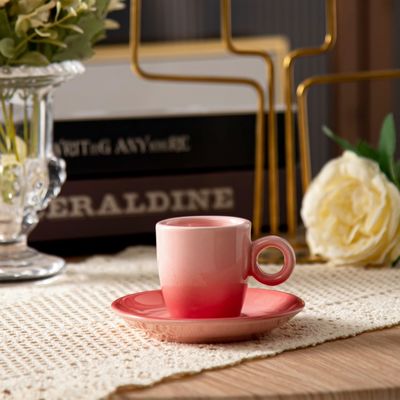 90ml Porcelain Coffee Cups And Saucers Set Of 6 For Luxury Espresso Coffee Custom Logo Plate