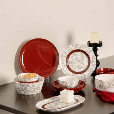 OEM And ODM  Red Glaze Christmas Dinnerware Set Ceramic Bowl Porcelain Plate For Presents Occasion