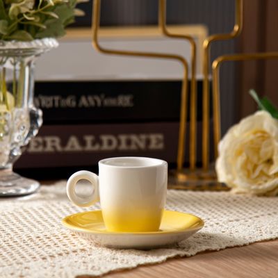 90ml Porcelain Coffee Cups And Saucers Set Of 6 For Luxury Espresso Coffee Custom Logo Plate