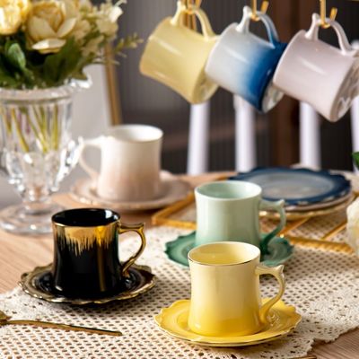 Retro Design Style 90 Cc 3 Oz Porcelain Turkish Coffee Cups Set Of 6 Luxury Arabic Style