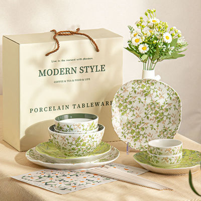 Flower Design Porcelain Tableware Set Perfect For Summer Dining And House Warming Gift
