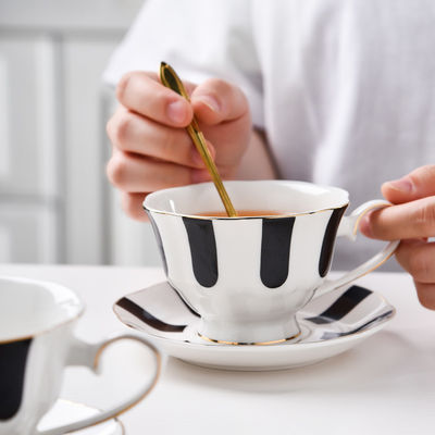 Stylish 180 Ml Light Luxury Ceramic Tea Cup And Saucer Set For European Style