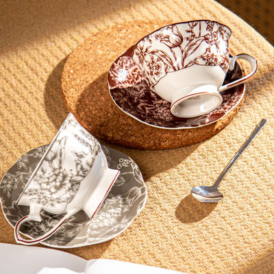 Red Ceramic Cup Saucer Set 200ml For Hot Drinks At Party Occasions