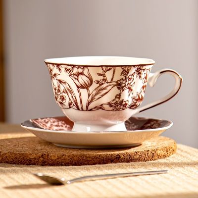Red Ceramic Cup Saucer Set 200ml For Hot Drinks At Party Occasions