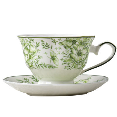 Porcelain Tea Cup And Saucer Set With Spoon French Vintage Floral Design 200ml Capacity