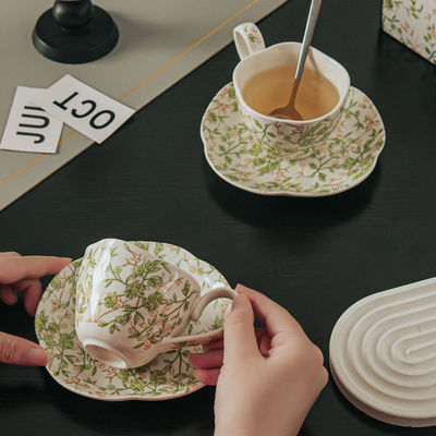 Elegant Porcelain Espresso Cup And Saucer Set Ceramic Mug And Saucer Sustainable 150ml 750ml