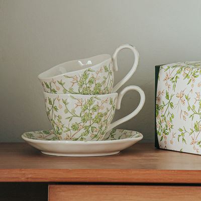 Elegant Porcelain Espresso Cup And Saucer Set Ceramic Mug And Saucer Sustainable 150ml 750ml