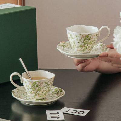Elegant Porcelain Espresso Cup And Saucer Set Ceramic Mug And Saucer Sustainable 150ml 750ml