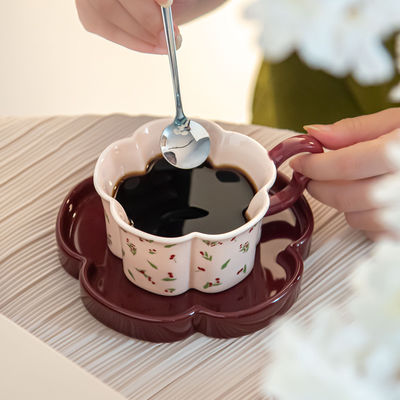 Vintage Afternoon Tea Flower Shaped Tea Cups And Saucers Cappuccino Mug Porcelain Set