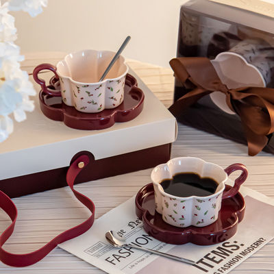 Vintage Afternoon Tea Flower Shaped Tea Cups And Saucers Cappuccino Mug Porcelain Set