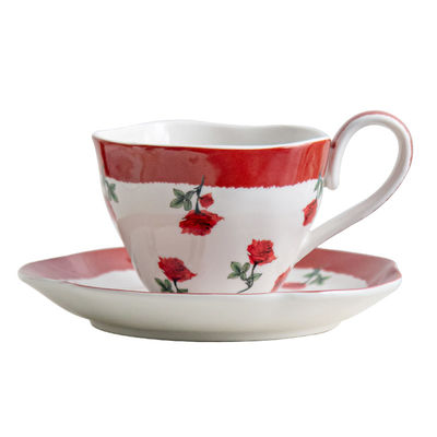 Vintage Design Porcelain Tea Cup And Saucer 210ml Volume Coffee Mug Rosalina Set
