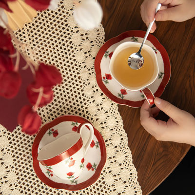 Vintage Design Porcelain Tea Cup And Saucer 210ml Volume Coffee Mug Rosalina Set