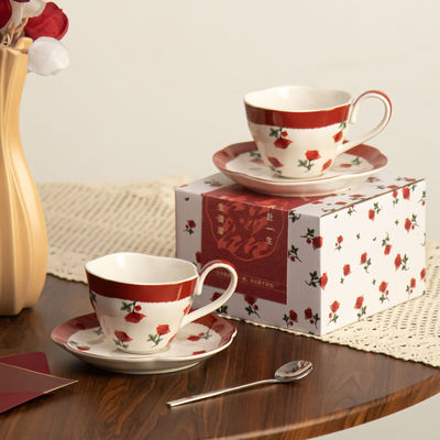 Vintage Design Porcelain Tea Cup And Saucer 210ml Volume Coffee Mug Rosalina Set