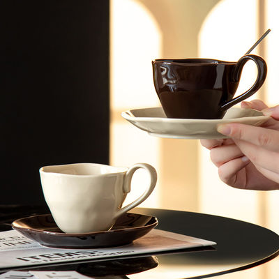 Novelty Design Style Handmade Ceramic Coffee Cups And Saucers For Sustainable