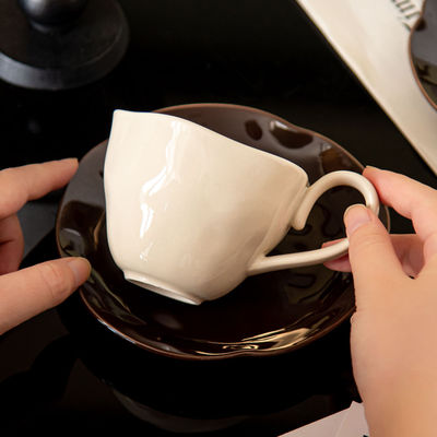 Novelty Design Style Handmade Ceramic Coffee Cups And Saucers For Sustainable