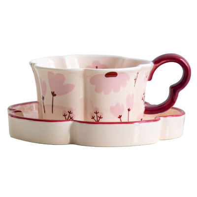 210ml Volume Fresh Style Exquisite Flower Shaped Cups And Saucers For End Coffee