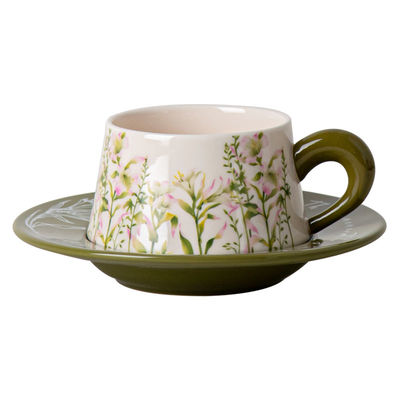 Lily Wind Bell Floral Cups And Saucers Set Perfect Gift For Business Occasions