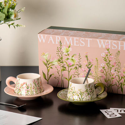 Lily Wind Bell Floral Cups And Saucers Set Perfect Gift For Business Occasions