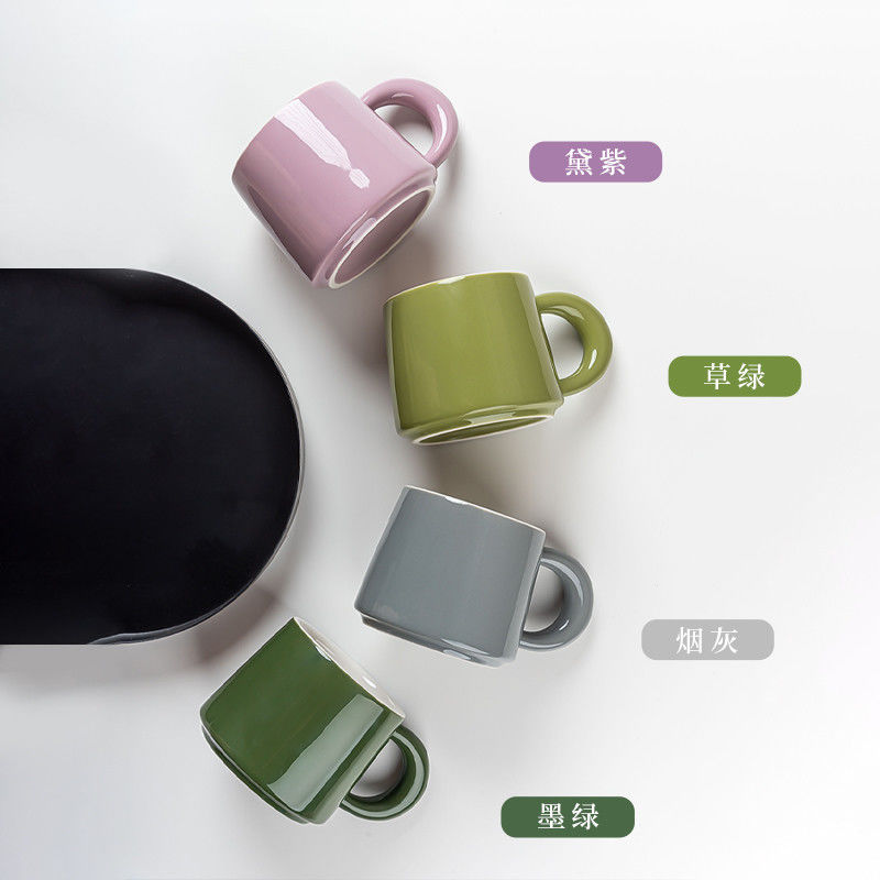 Personalised Handgrip Porcelain Milk Coffee Mug Nordic Gift Set Custom Pottery Mugs