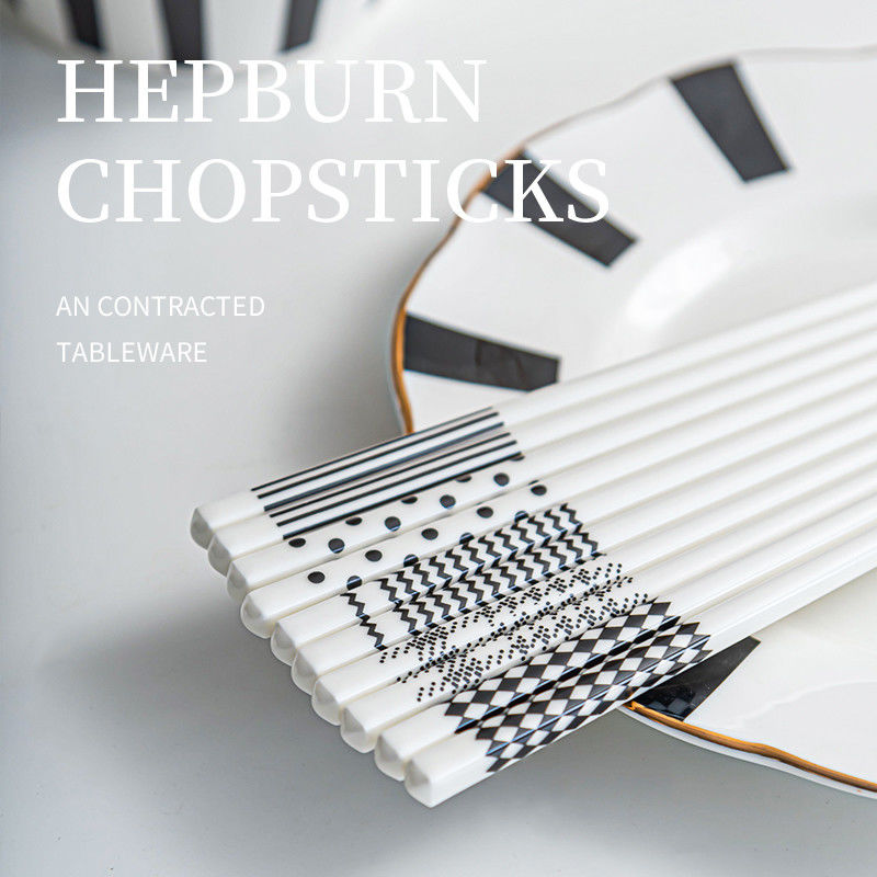 Stylish Hepburn Style Ceramic Chopsticks Gift Set For Chinese Porcelain Sushi Lovers