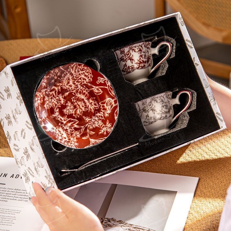 Mother'S Day Cups Sustainable Coffee Tea Set With Plush Porcelain Mug And Saucer