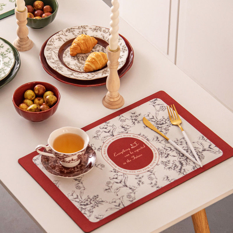 Rectangle Diatom Flower Dining Table Placemats Sustainable Table Cloth Design Style