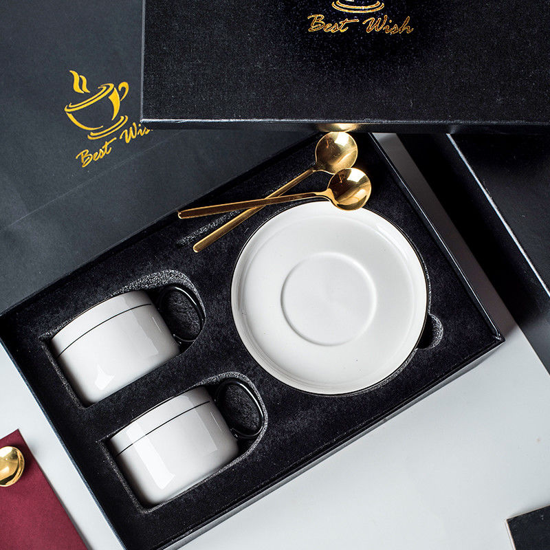 200ml Volume Kitchen Tabletop Ceramic Cappuccino Cups With Saucers For Business Gifts