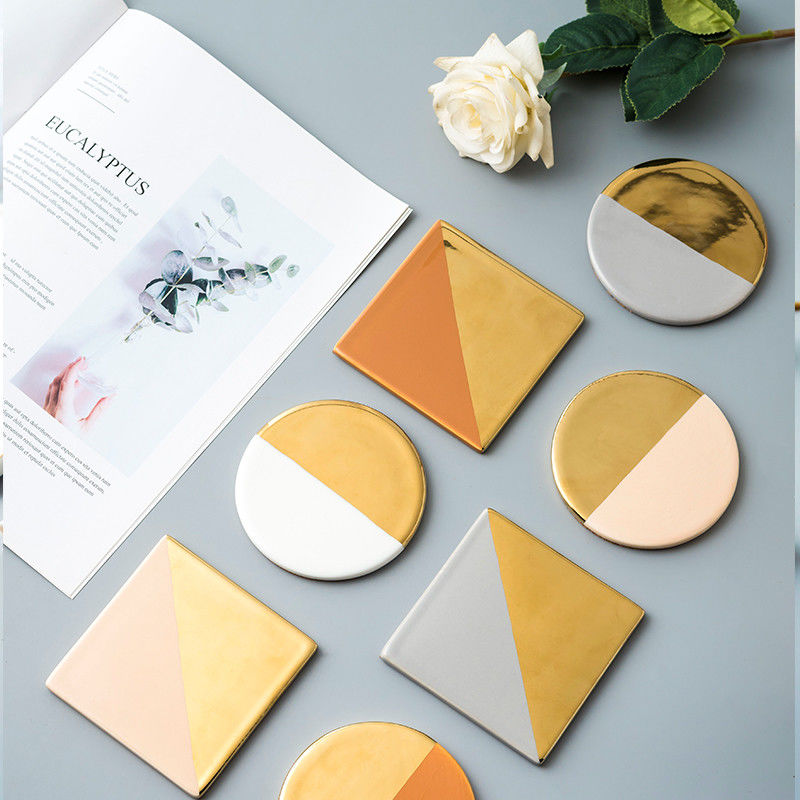 Water Proof Ceramic Coaster Tea Cup Coasters For Business Gifts Square Round Cup Mat