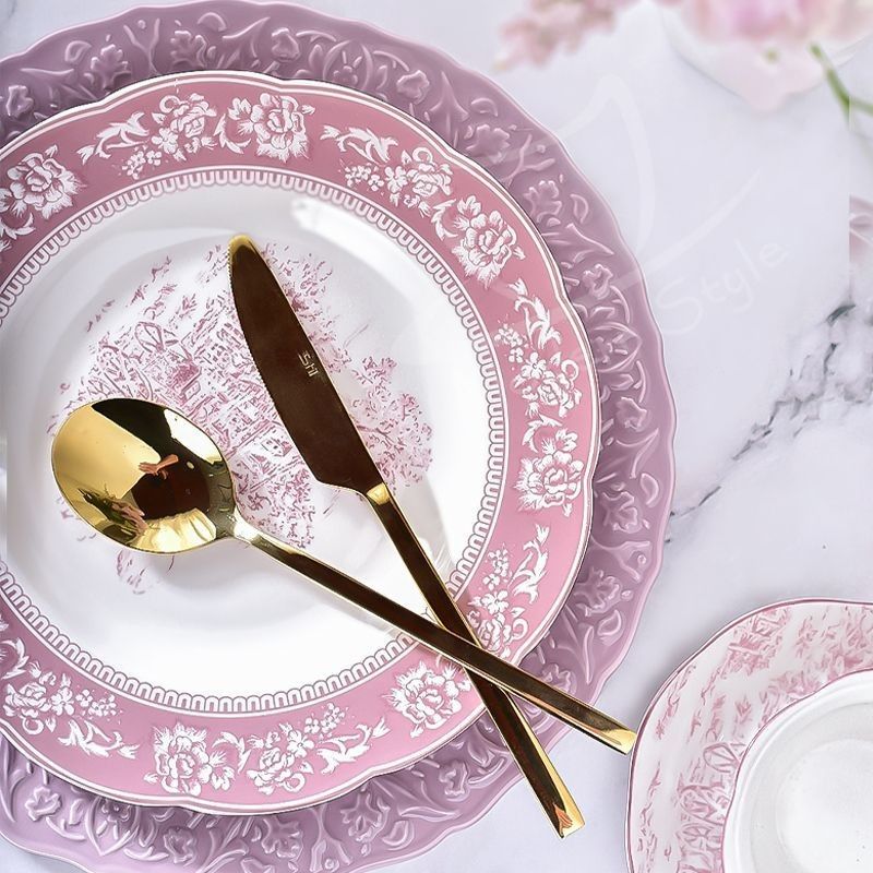 Business Gifts Luxury Purple Plate For Elegant Restaurants Dinnerware Set Party Wedding