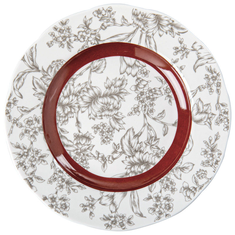 2024 Ceramic Plate Gift Porcelain Red Charger Plates For Beautiful Crockery Presents