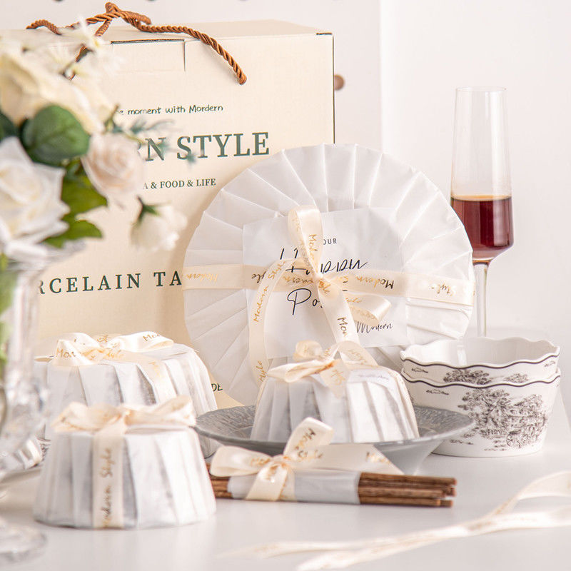 European Style Gray Dinnerware Sets With Luxury Porcelain And Scenic Pattern Ceramic